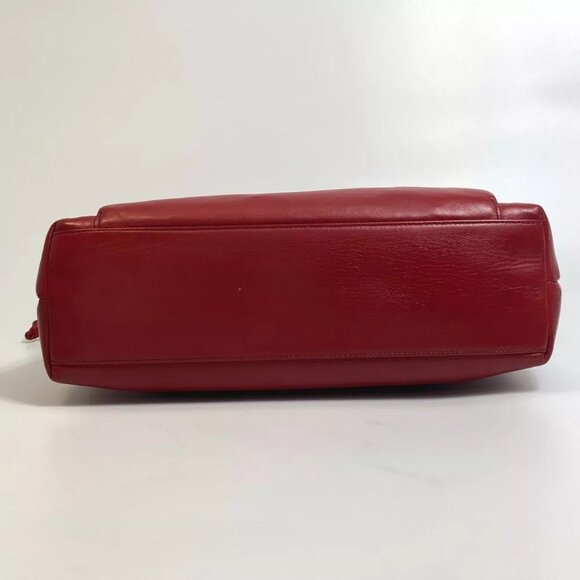 CHANEL CC Turn Lock outside flap Shoulder Tote Chain Shoulder Bag Lambskin Red - Picture 4 of 13